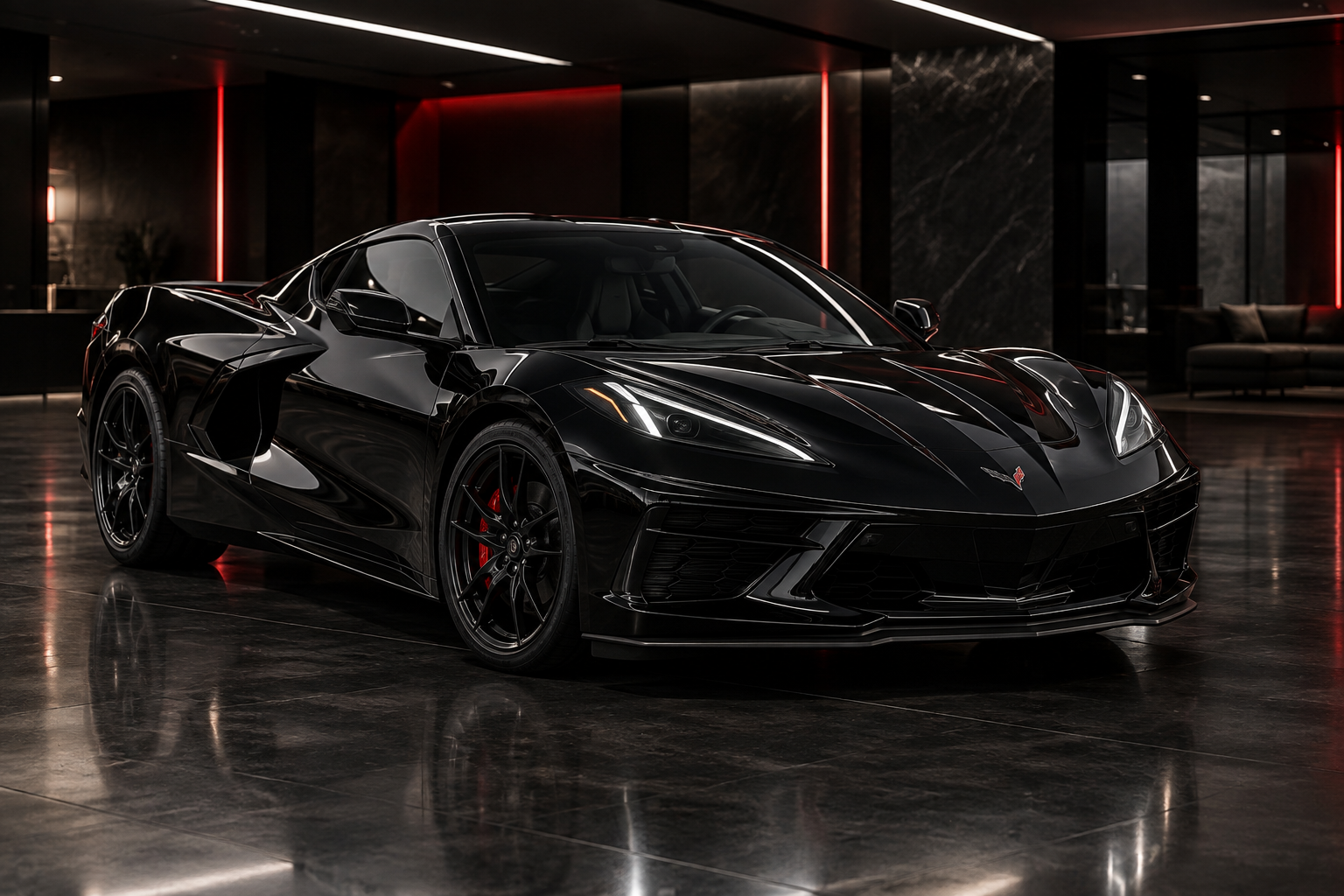 Black Chevrolet Corvette C8 available from ACE Luxury Exotics